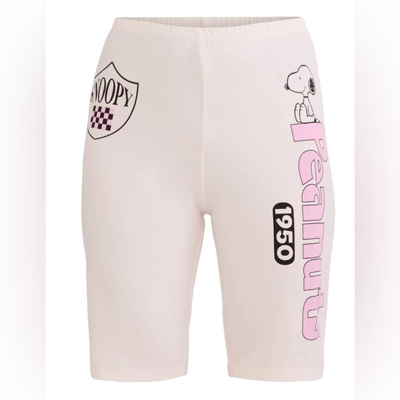 Peanuts Pants - Peanuts Pink and White Bike Shorts Athletic Style